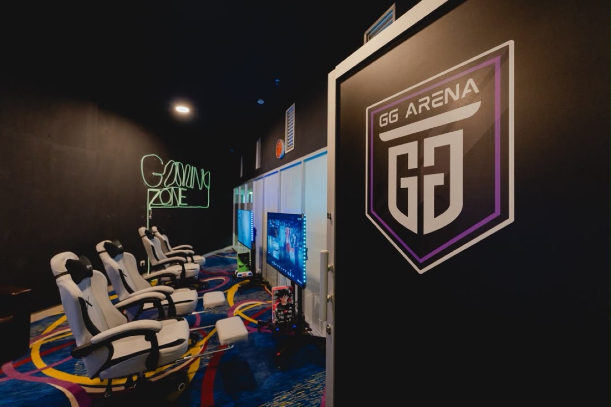 On-site gaming zone with racing simulators