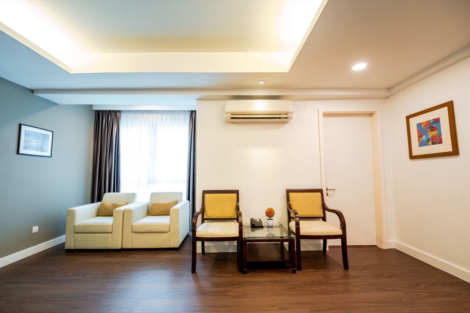 The living area of a serviced apartment at the UTM Kuala Lumpur campus
